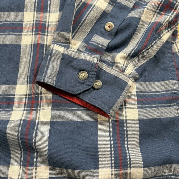Eddie Bauer Men's AV Long Sleeve Blue/White/Red Flannel Shirt Size XL - Picture 2 of 5